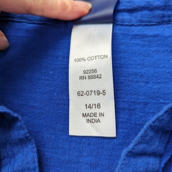 Swimsuits FOR ALL swim cover up blue 100% Cotton women's 14/16 - Picture 8 of 11